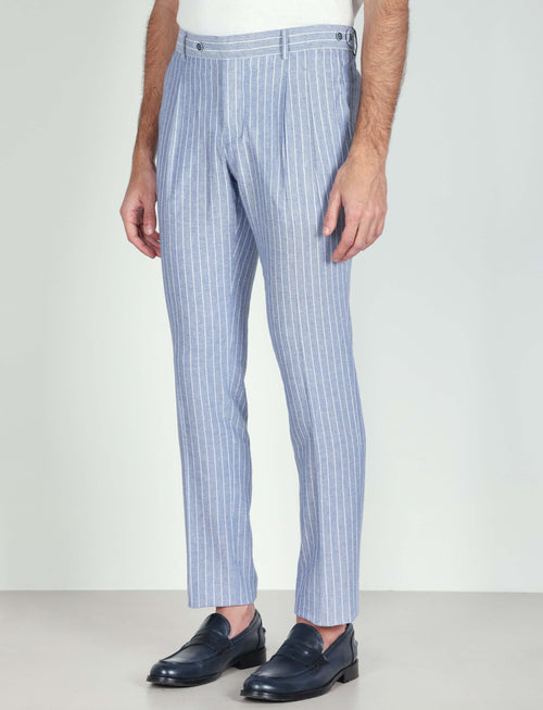 Pantaloni in lino a righe luigi fusaro