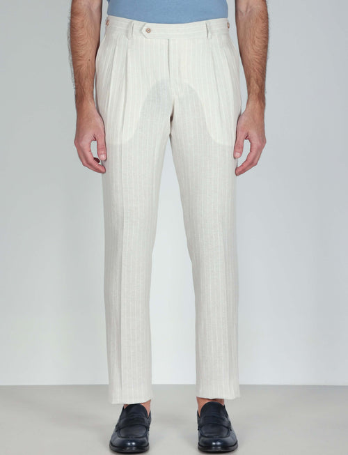 Pantaloni in lino a righe luigi fusaro