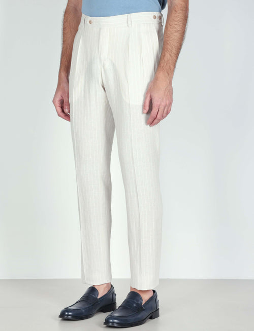 Pantaloni in lino a righe luigi fusaro