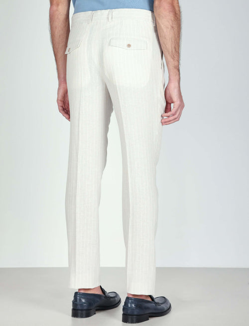 Pantaloni in lino a righe luigi fusaro