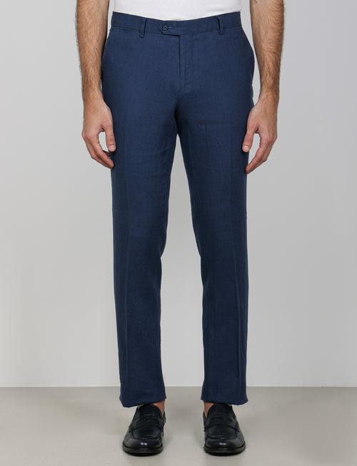 Pantaloni in 100% lino tinta unita luigi fusaro