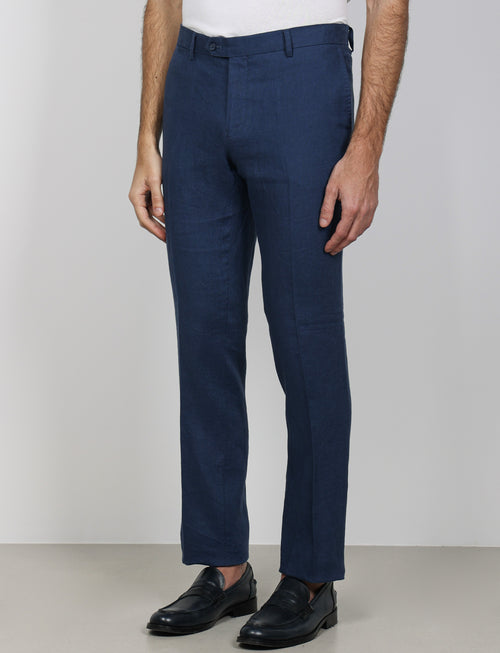 Pantaloni in 100% lino tinta unita luigi fusaro