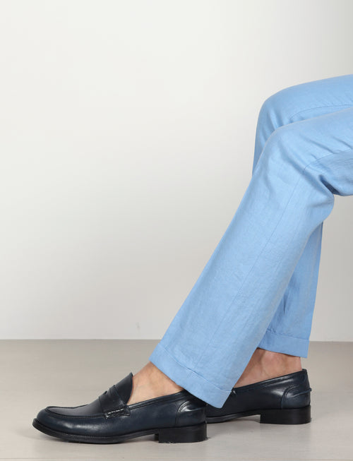 Pantaloni in 100% lino tinta unita luigi fusaro