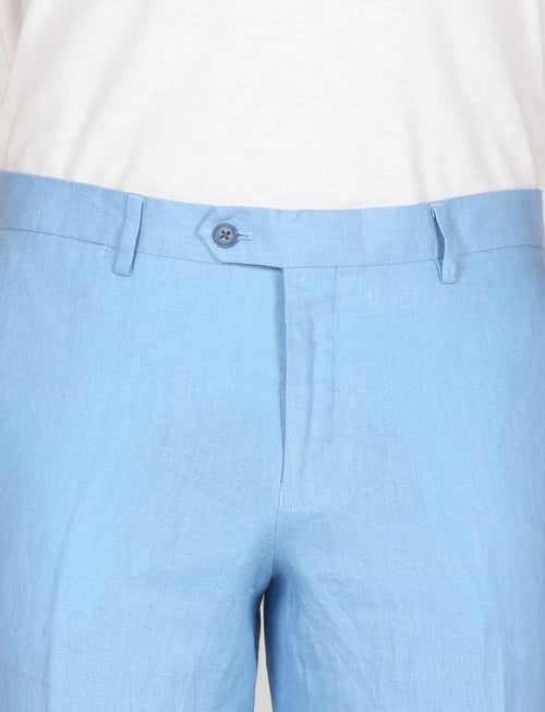 Pantaloni in 100% lino tinta unita luigi fusaro
