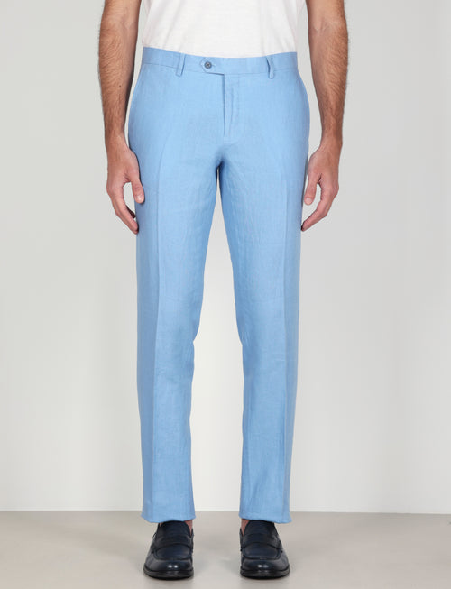 Pantaloni in 100% lino tinta unita luigi fusaro