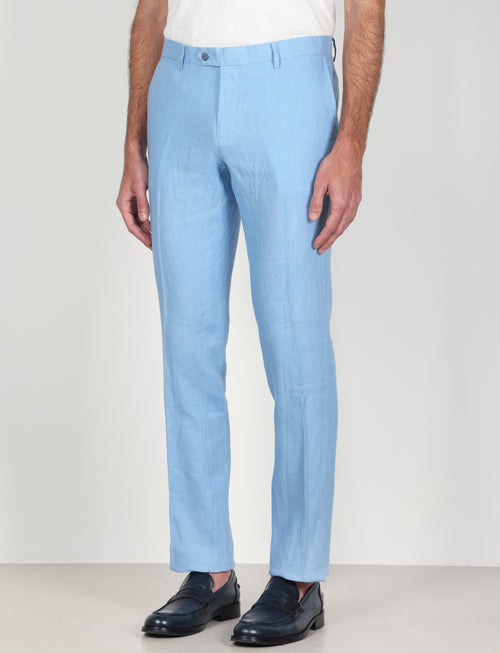 Pantaloni in 100% lino tinta unita luigi fusaro