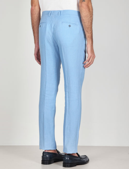 Pantaloni in 100% lino tinta unita luigi fusaro