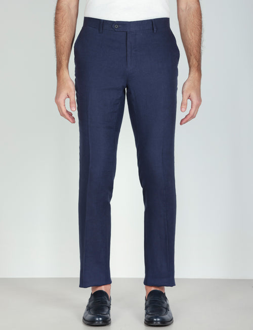 Pantaloni in 100% lino tinta unita luigi fusaro