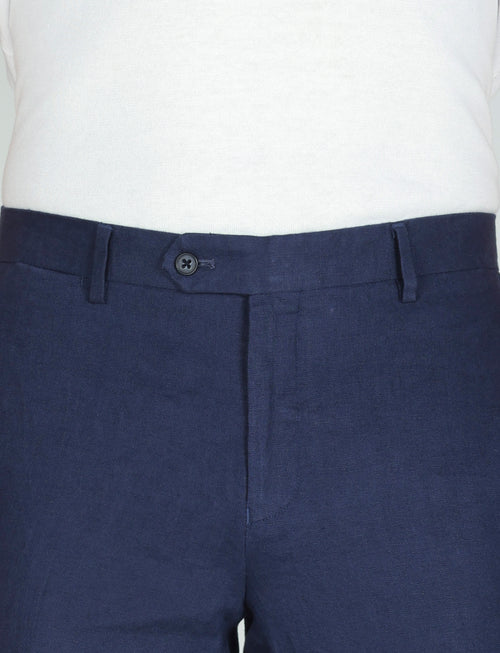 Pantaloni in 100% lino tinta unita luigi fusaro