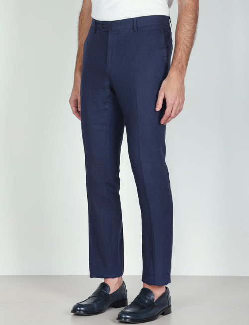 Pantaloni in 100% lino tinta unita luigi fusaro