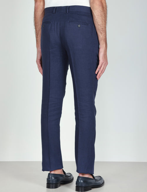 Pantaloni in 100% lino tinta unita luigi fusaro