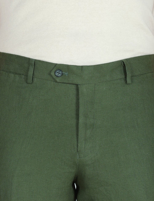 Pantaloni in 100% lino tinta unita luigi fusaro