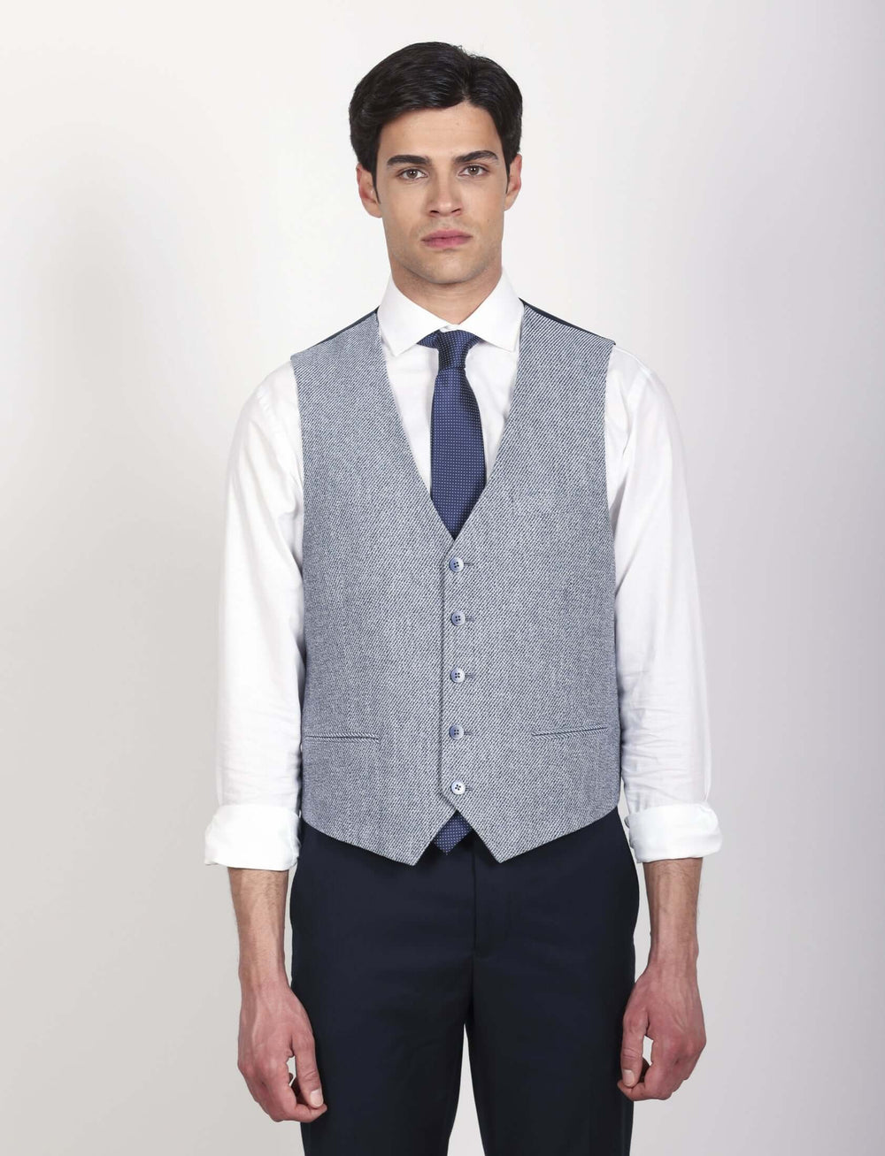 Gilet in lino mélange trama diagonale