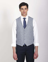 Gilet in lino mélange trama diagonale