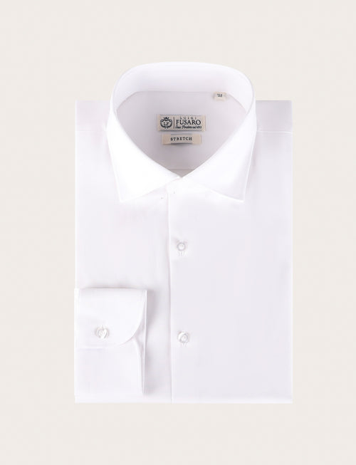 Camicia in cotone stretch tinta unita