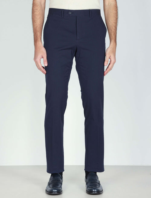 Pantaloni in cotone goffrato tinta unita luigi fusaro
