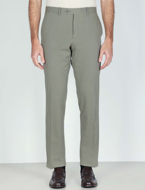 Pantaloni in cotone goffrato tinta unita luigi fusaro