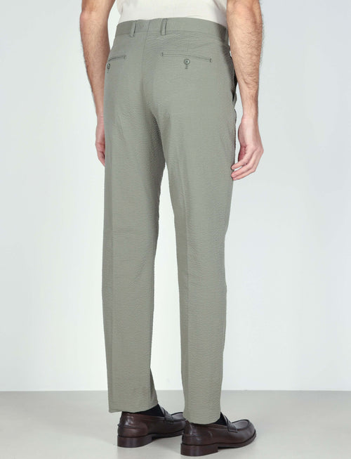 Pantaloni in cotone goffrato tinta unita luigi fusaro