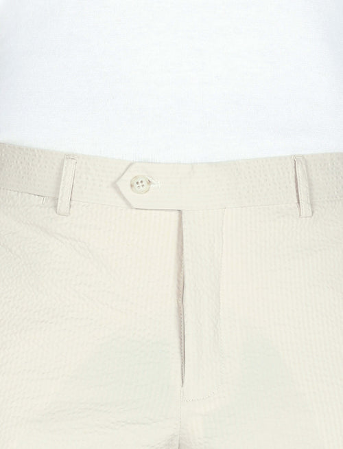 Pantaloni in cotone goffrato tinta unita luigi fusaro