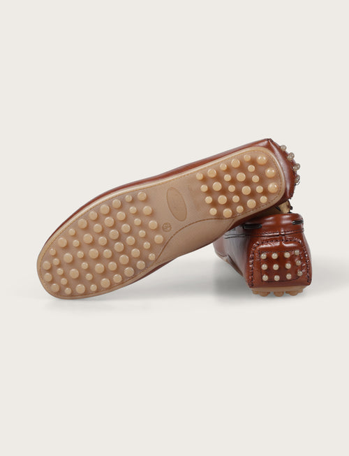 Mocassini driver con lacci in pelle crust