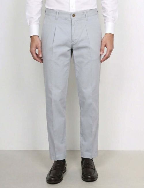 Pantaloni con pinces in cotone elasticizzato luigi fusaro