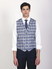 Gilet doppiopetto principe di galles blu