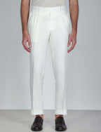Pantaloni in lino con pinces luigi fusaro