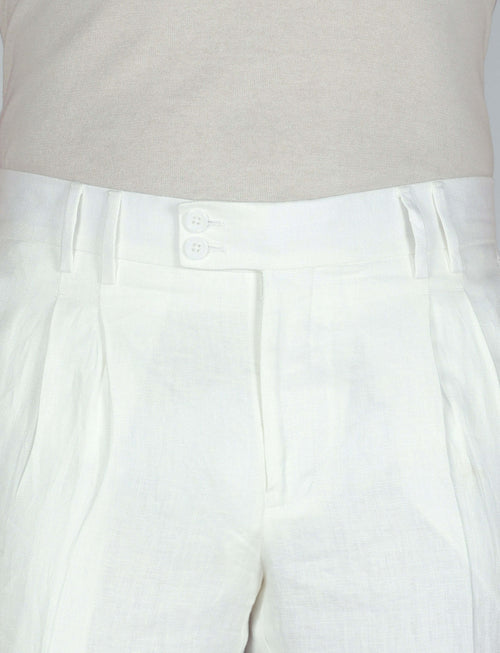 Pantaloni in lino con pinces luigi fusaro