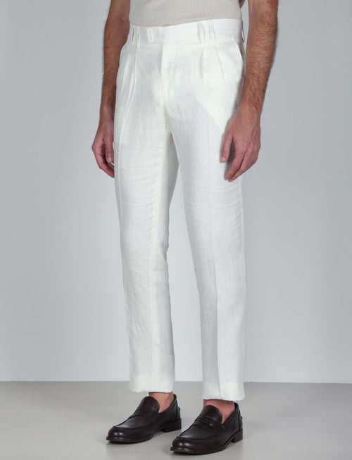 Pantaloni in lino con pinces luigi fusaro