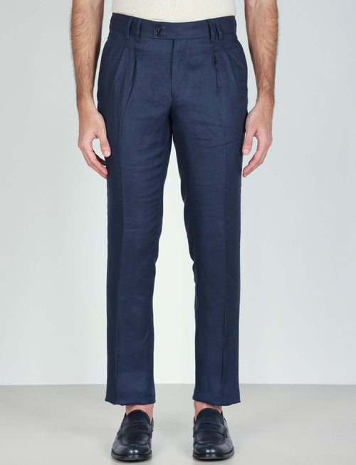 Pantaloni in lino con pinces luigi fusaro