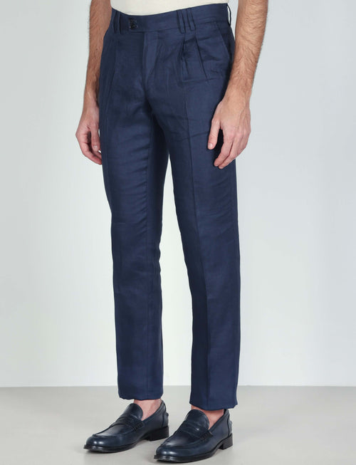 Pantaloni in lino con pinces luigi fusaro