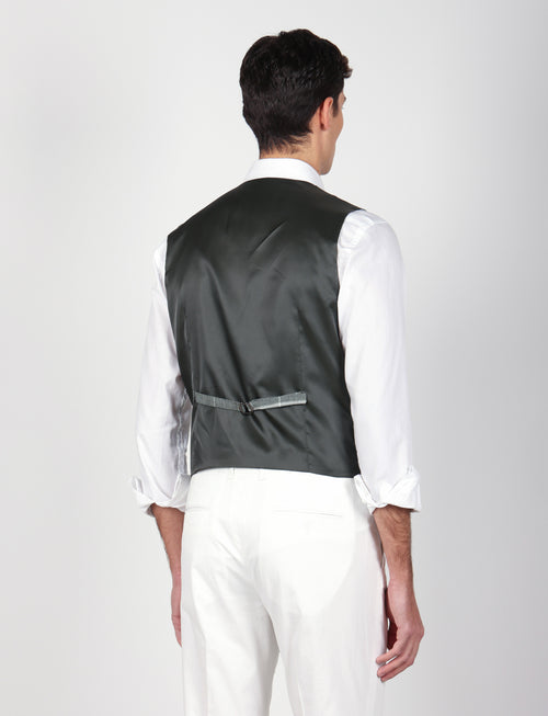 Gilet doppiopetto check in lino e cotone