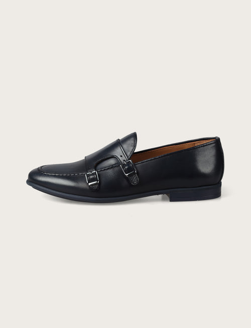 Scarpe doppia fibbia in pelle crust