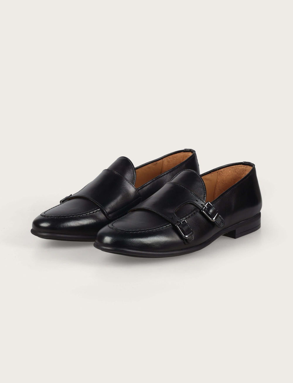 Scarpe doppia fibbia in pelle crust