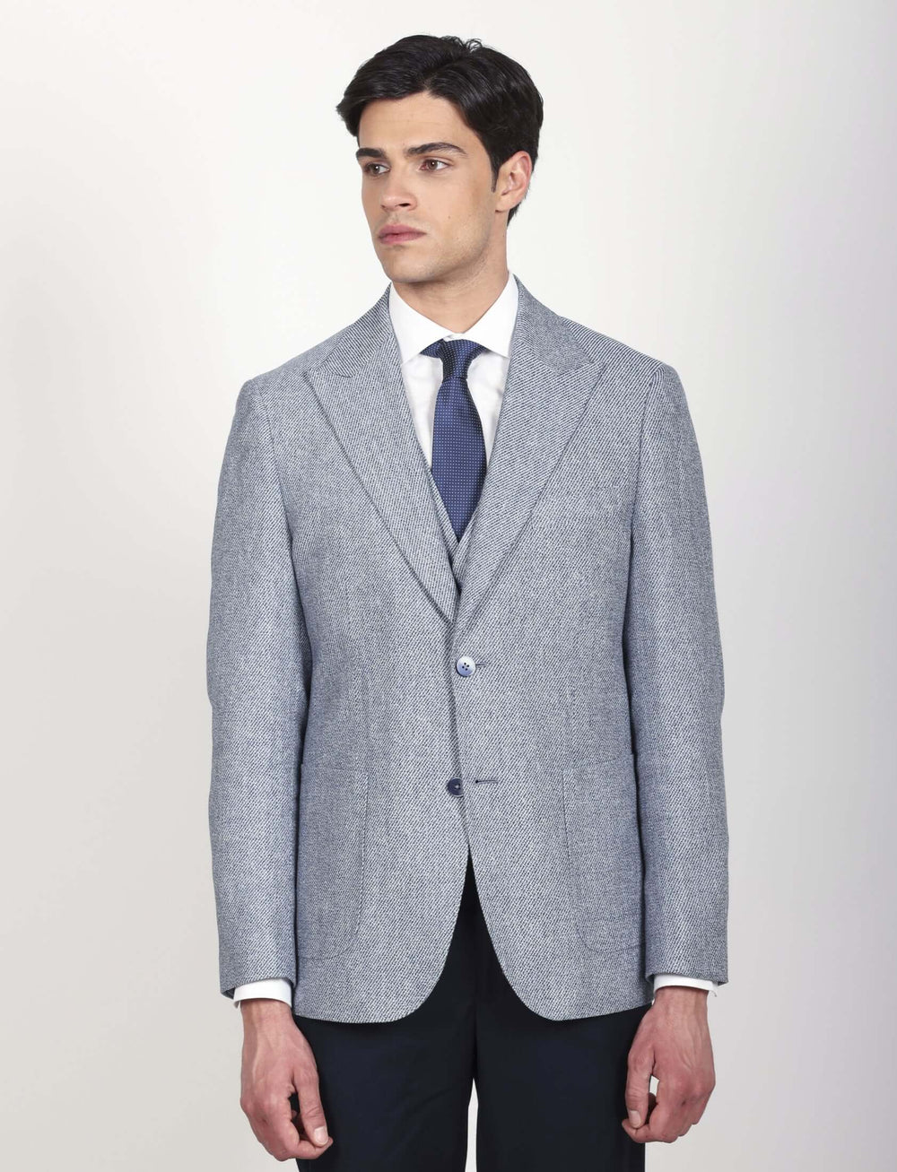 Giacca in lino e cotone con trama diagonale