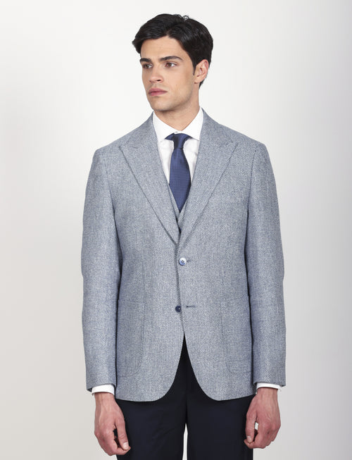 Giacca in lino e cotone con trama diagonale