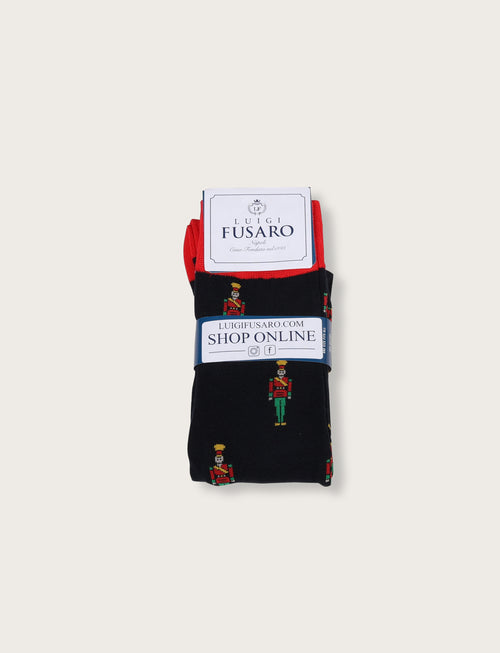 Calzini in cotone fantasia schiaccianoci |Colore:Blu