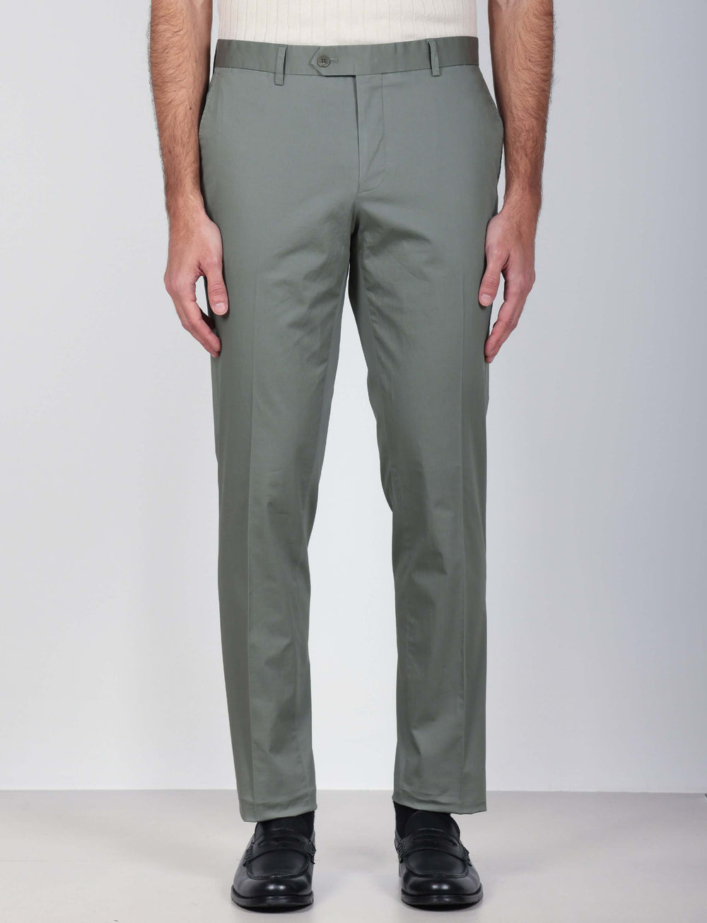 Pantaloni tinta unita in cotone stretch