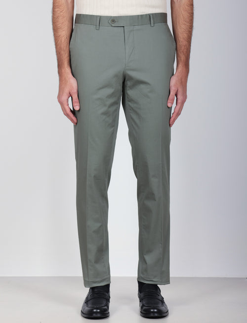 Pantaloni tinta unita in cotone stretch |Colore:Verde
