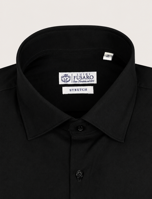 Camicia in cotone stretch tinta unita