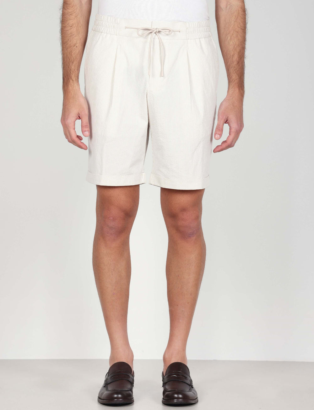 Bermuda in cotone goffrato a righe