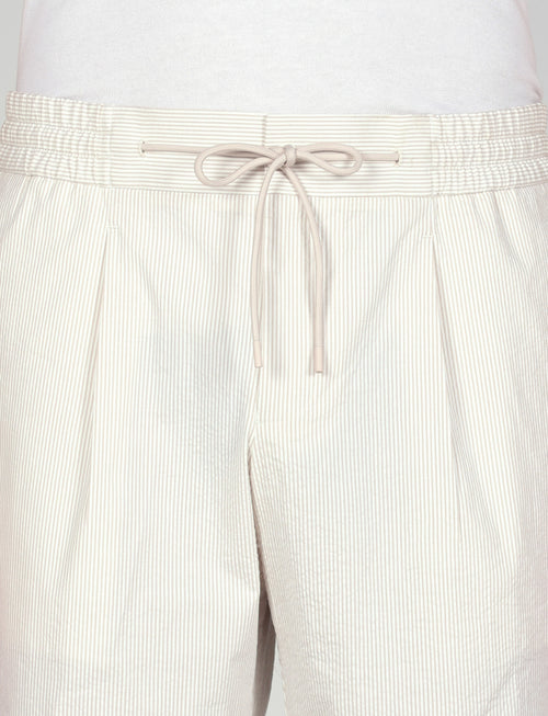 Bermuda in cotone goffrato a righe |Colore:Beige