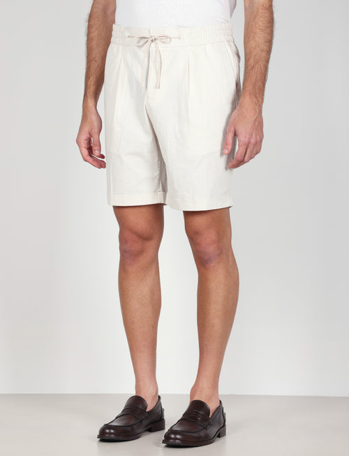 Bermuda in cotone goffrato a righe |Colore:Beige