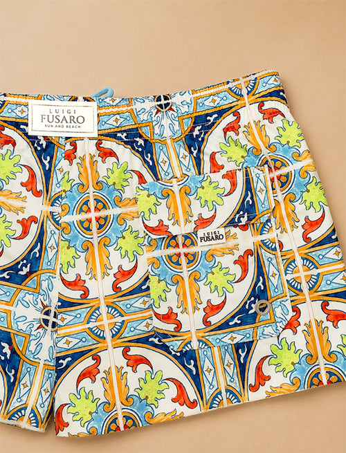 Costume da bagno fantasia maiolica mediterranea_Luigi Fusaro