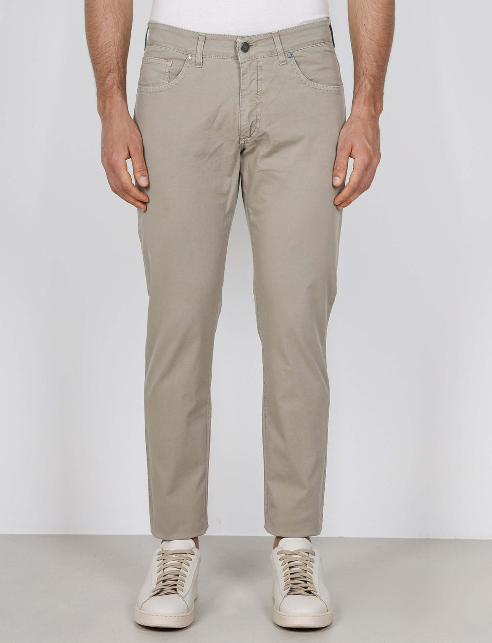 Pantaloni cinque tasche in cotone nido d'ape