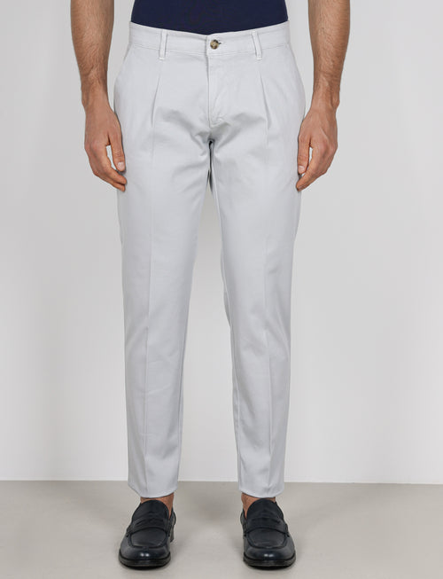 Pantaloni con pinces in cotone elasticizzato |Colore:Perla