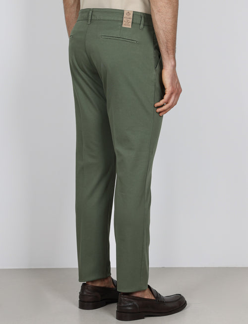 Pantaloni con pinces in cotone elasticizzato |Colore:Salvia