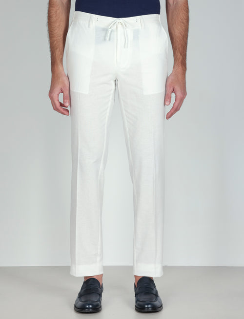 Pantalaccio con coulisse in cotone stretch |Colore:Bianco