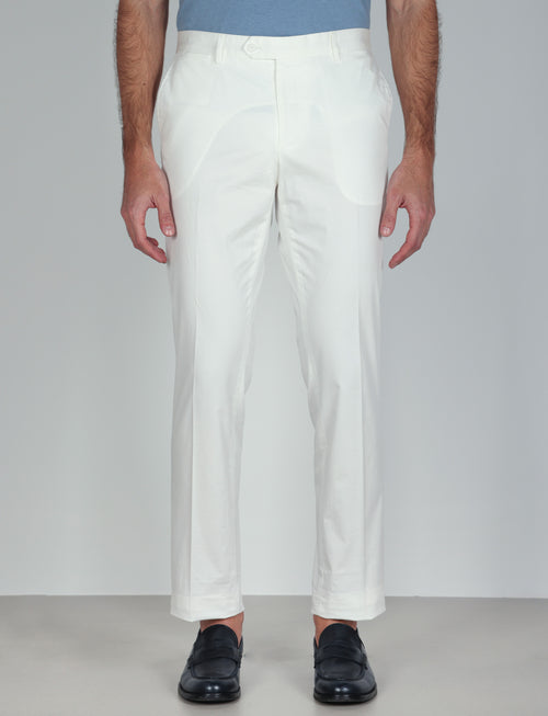 Pantaloni tinta unita in cotone stretch |Colore:Bianco