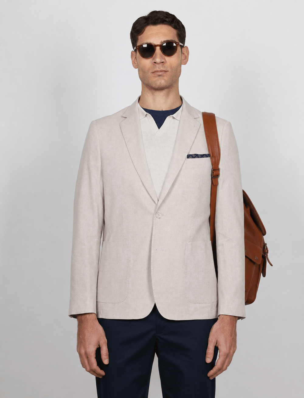 Giacca tinta unita in cotone stretch Drop 7